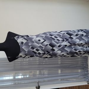 💕Spenser Jeremy Black/Gray 100%Silk Maxi Dress💕Size 12